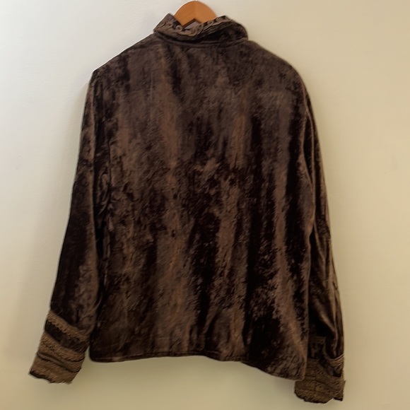 Cold water Creek Brown Crushed Velvet Jacket Size L - Picture 5 of 6